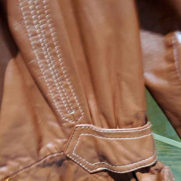 Vintage Brown Rust Leather Jacket Uruguay Retro Hip EUC Chic City Disco Fever - Picture 6 of 14
